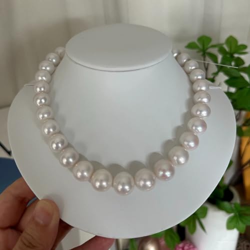 White Genuine Freshwater Cultured Pearl Necklace For Women And Men | Full Sizes from 3mm to 14mm Freshwater Pearls, AAA Grade & Above, A Love Gift Choice For Anniversaries And Birthdays - size: 11-13mm