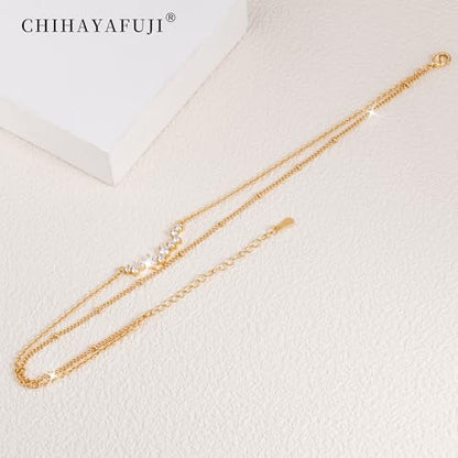 Sterling Silver Ankle for Bracelets Women 14K Gold Waterproof Layered Stackable Chain Sparkling Zircon Adjustable Non Tarnish Anklet Bracelet for Summer Beach Jewelry Gift - color: GoldB