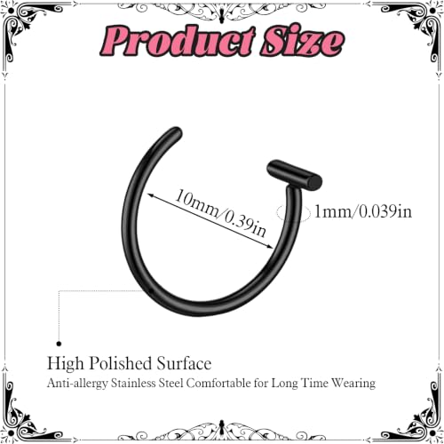6Pcs Fake Lip Piercing Fake Lip Ring Cuff Stainless Steel Fake Snake Bites Clip on Ear Cuff Cartilage Earring Non Piercing Body Jewelry for Women Men - color: Black