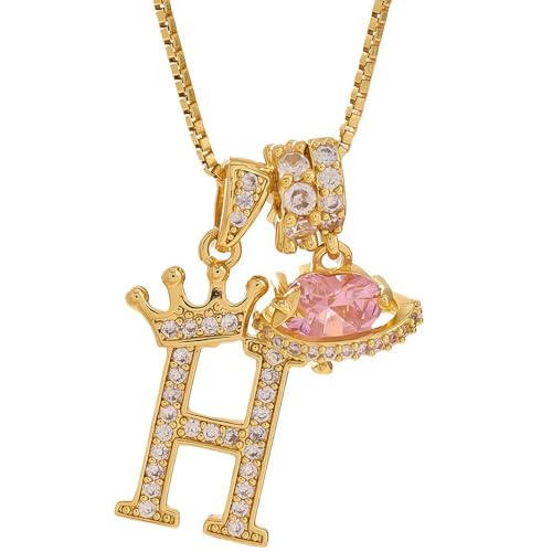 18K Gold & Silver Plated Initial Necklaces for Women - color: H-Gold