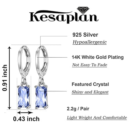 Multicolor Crystal Dangle Studs Earrings Set for Women 925 Silver Hypoallergenic Dangle Earrings Leverback Drop Earring Fashion Cubic Zirconia Leverback Stud Earring Sets Trendy Cubic Zirconia Jewelry Gifts for Women - style: 6-D-S