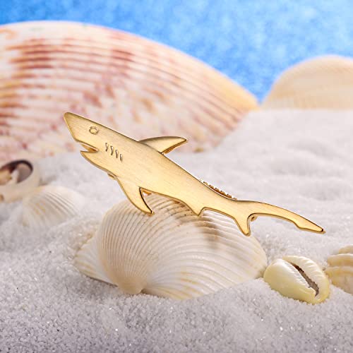 HAWSON 2 inch/ 2.2 inch Tie Clip for Men, Novelty Tie Bar Clip for Men and Boys, Interesting Tie Clip for Party - color: Brush Gold Shark