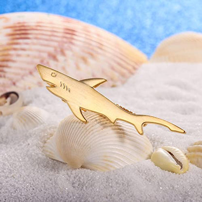 HAWSON 2 inch/ 2.2 inch Tie Clip for Men, Novelty Tie Bar Clip for Men and Boys, Interesting Tie Clip for Party - color: Brush Gold Shark