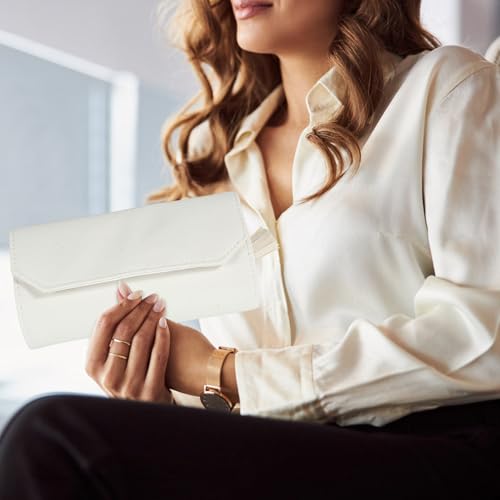Travel Jewelry Organizer Roll up Bag Foldable Jewelry Storage Case with Easy Storage in White Leather for Travel