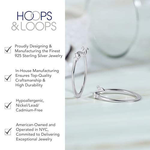 Hoops & Loops 925 Sterling Silver 23mm Oval Flat Click-top High Polished Lightweight Hoop Earrings for Women, Silver, Yellow Gold & Rose Gold - color: Silver