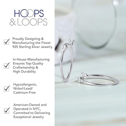 Hoops & Loops 925 Sterling Silver 23mm Oval Flat Click-top High Polished Lightweight Hoop Earrings for Women, Silver, Yellow Gold & Rose Gold - color: Silver