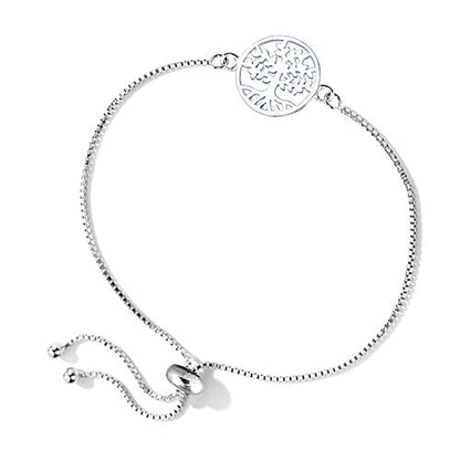 Charmsy 925 Sterling Silver Sliding Bolo Bracelet for Women | Women's Italian Handmade Adjustable Bolo Bead Ball Slider Bracelet - style: Tree-of-Life Bolo