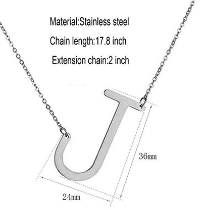 MOMOL Sideways Initial Necklace 18K Gold Plated Stainless Steel Large Big Letters Pendant Necklace Script Name Monogram Necklaces for Women - color: J
