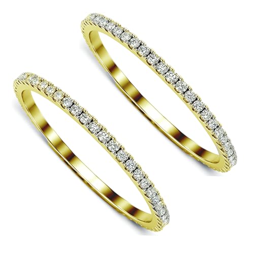 2-Pack 14K Gold Plated Stacking Rings for Oura Ring Gen 5/4/3 | Cubic Zirconia，oura ring stack accessories，Diamond Rings for Women - color: Gold