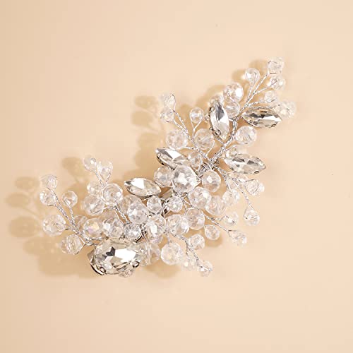 Xerling Silver Crystal Hair Clips for Brides Wedding Bling Rhinestone Headpiece Bridal Hair Accessories for Flower Girls Hair Barrettes (Silver) - color: Silver