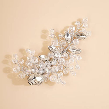 Xerling Silver Crystal Hair Clips for Brides Wedding Bling Rhinestone Headpiece Bridal Hair Accessories for Flower Girls Hair Barrettes (Silver) - color: Silver