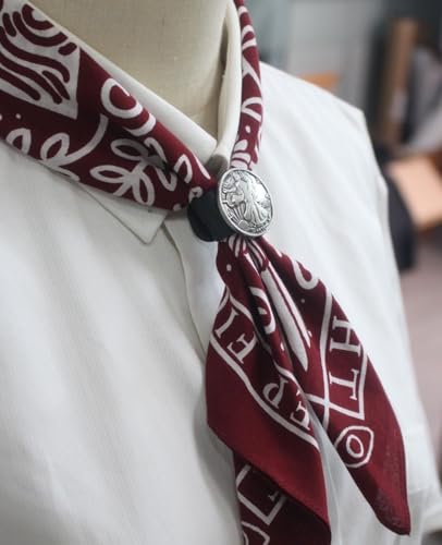 PEARLY JUN 4Pcs Western Bandana Scarf Ring Neckerchief Slide Buckle for Men Women Silk Scarves Cowboy Accessories - color: Silver D