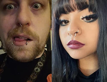 Longita Septum Rings Septum Jewelry 16g 18g Septum Ring Septum Piercing 20g Horseshoe Earring Hoop Lip Ring Silver Black Gold - color: 16g 10mm barbell+pincher