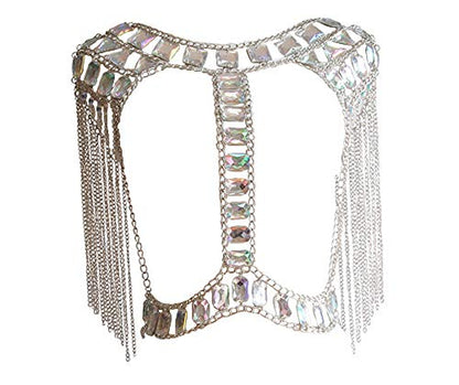 Women Sexy Jewelry Night Shop Costume Shoulder Body Chain - color: Silvery -Shoulder body chain