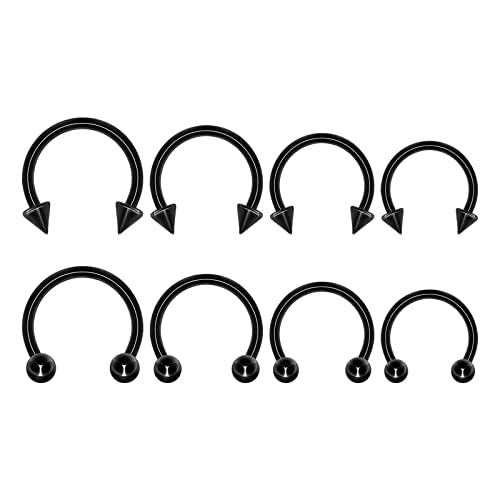 BLISI G23 Solid Titanium Eyebrow Piercing Jewelry, Gold Black Rose Gold Silver Pink Rainbow Eyebrow Rings 16G Curved Barbell,Tiny Vertical Labret Lip Jewelry Rook Piercing Jewelry for Women and Men - color: Black 2