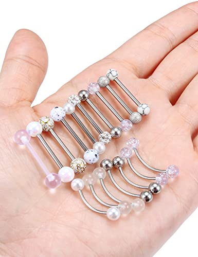 14G Tongue Rings Snake Frog Eyes Piercing Jewelry for Women Men Surgical Steel Plastic Tongue Rings - color: Surgical Steel