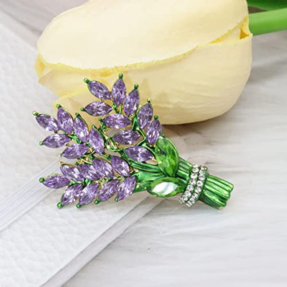 Lavender flower brooch crystal rhinestone tulip brooch elegant accessories jewelry women brooches and pins fashion jewelry wedding flowers lapel pin - color: Purple