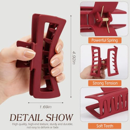 4 Pcs Flexible Hair Clip, 5 Inch Flexible Claw Clip for Women Girls | Unsnappable Soft Claws Clips for Lying Down & Driving, Non-slip Strong Hold Hair Clips for Thin Thick Hair, Brown&Red - color: Brown&Red-B