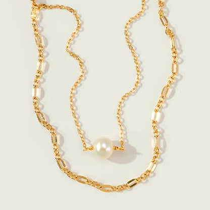 MEVECCO Dainty Chain Bracelets for Women, Layered and Charm Styles | 14K Gold Plated Brass, Select Cubic Zirconia Accents, Single and Multi-Row Structures for Refined Everyday Wristwear - style: 2 Layer 1 Pearl Lace Chain