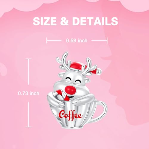 925 Sterling Silver Charms fits Bracelets and Necklace Pendant Bead Charms Jewelry Gift for Women Family Friends - style: Christmas Deer Charm