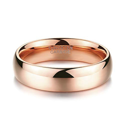 TRUMIUM 2mm 4mm 6mm 8mm Tungsten Wedding Band Ring for Men Women Silver/Rose Gold Plated/Rainbow/Gold Plated Domed High Polish Engagement Promise Rings Comfort Fit 4-15 - color: 6mm rose gold plated