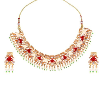 Efulgenz Indian Wedding Antique Crystal Faux Pearl Necklace Set for Women - color: Multi
