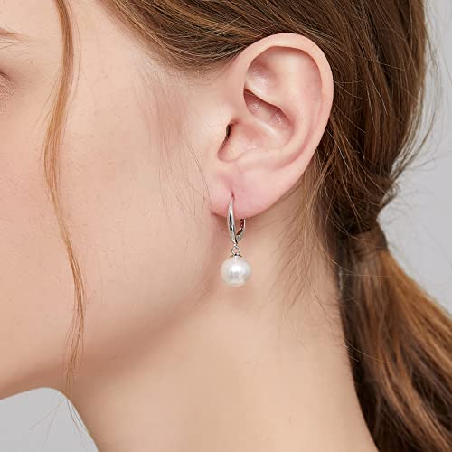 Pearl Earrings for Women Pearl Leverback Earrings 925 Sterling Silver - color: C1-silver-leverback