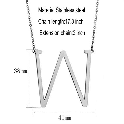 MOMOL Sideways Initial Necklace 18K Gold Plated Stainless Steel Large Big Letters Pendant Necklace Script Name Monogram Necklaces for Women - color: W