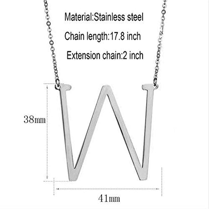 MOMOL Sideways Initial Necklace 18K Gold Plated Stainless Steel Large Big Letters Pendant Necklace Script Name Monogram Necklaces for Women - color: W