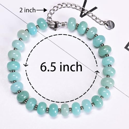 Natural Healing Gemstone Bracelet Handmade Yoga Stretch Elastic Bracelet Stress Relief Crystal Jewelry for Men and Women - color: Amazonite (Enhance Love and trust.), size: 5x8