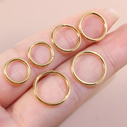 Small Gold Hoop Earrings, Lightweight 14K Gold Plated Huggie Hoop Earrings for Cartilage Helix Tragus, Hypoallergenic Earrings for Women Men, Tiny Thin Hoops Surgical Steel Endless Hoops Earrings 6-10 mm - color: 8/10/12mm Hoop Gold-16g