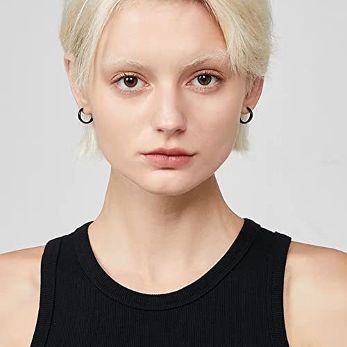5-10 Pairs Small Gold Silver Hoop Earrings for Women, Stainless Steel Earrings Set Mens Lightweight Thin Hypoallergenic Small Hoops Set - style: 5pcs-Black 8-16mm