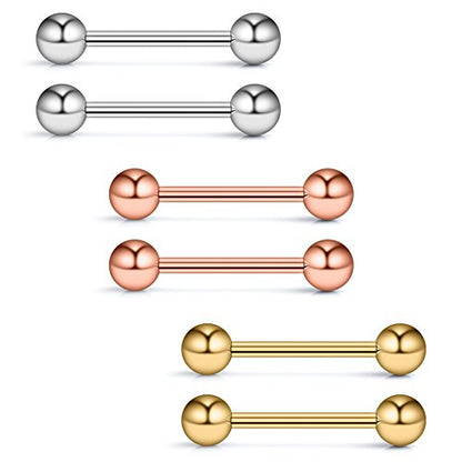 316L Stainless Steel Nipple Shield Barbell Ring Bar Body Piercing 14G - style: Mix Color(3pairs)