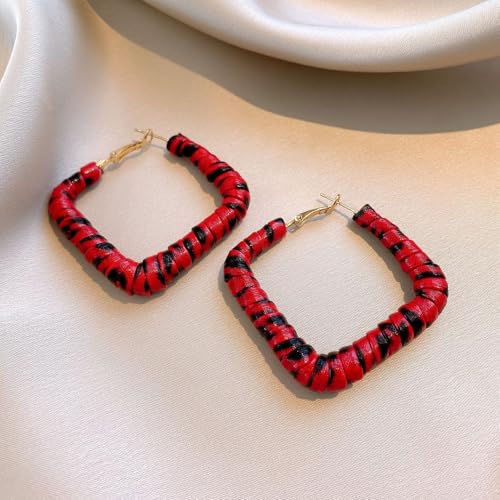 Gold Large Hoop Earrings Lightweight Chunky Gold Earrings Big Hoop Earrings for Women Silver Chunky Earring Gold Statement Earring Fashion Trendy Jewelry - style: C - Red