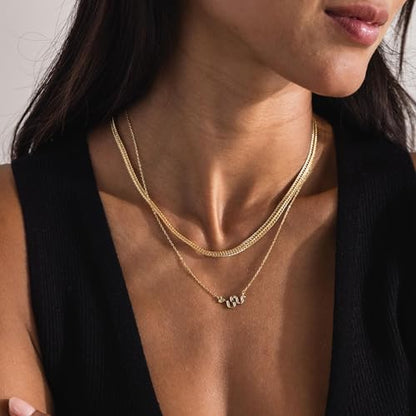 Gold Chain for Women & Men,14K Gold Chain Necklace for Men &Women Woven Chains for Womens Simple Layered Herringbone Choker Chains Necklaces 4MM 18” 20” 22” 24” - size: 22inchs