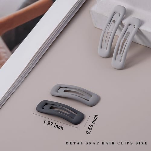 20 PCS Small Rectangle Hair Barrettes For Women Non Slips Snap Clips For Thin Fine Hair,Matte Black Gray White,1.97 x 0.55Inch - color: Matte Black Gray White