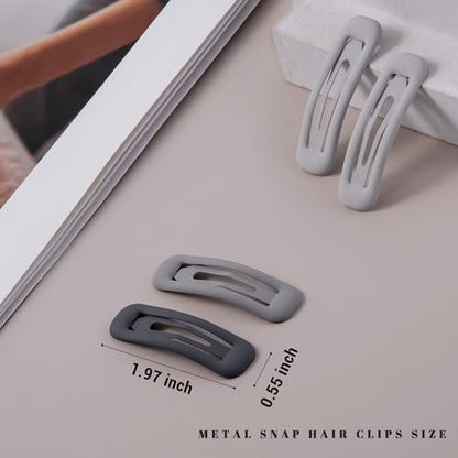 20 PCS Small Rectangle Hair Barrettes For Women Non Slips Snap Clips For Thin Fine Hair,Matte Black Gray White,1.97 x 0.55Inch - color: Matte Black Gray White