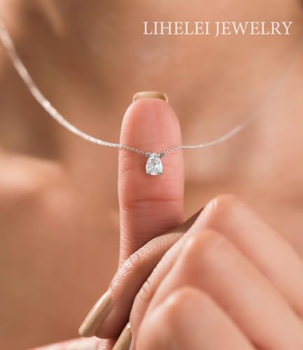 Diamond Pendant Necklaces for Women, Dainty 18k Gold/White Gold Plated Necklace, Gold/Silver Simple Choker Necklaces for Women, Trendy Jewelry Gifts - color: Teardrop -Silver