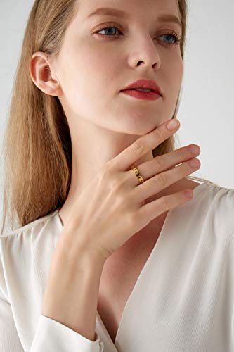 PDWZNBA Love Friendship Ring 18K Gold-Plated Stainless Steel Promise Ring Wedding Band Jewelry Birthday Gifts for Women - color: Ogold