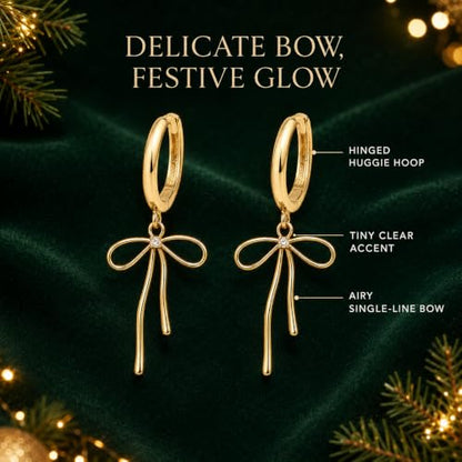 Bow Earrings Red Earrings for Women Dangle Cute Earrings Red Stuff Jewelry Outfits Accessories Gifts for Girls - color: C2:gold bow earrings