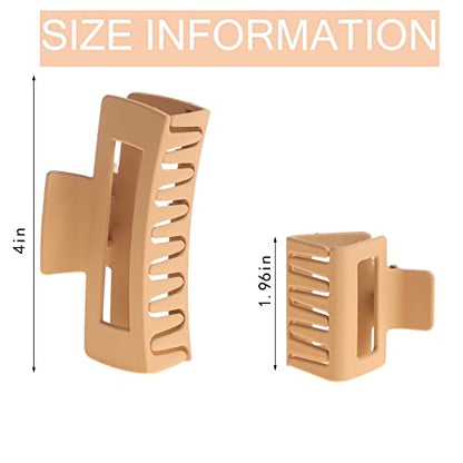 Alemaky 12 Pack Square Claw Clips, Big and Small Neutral Rectangle Hair Claw Clips, Non-slip Matte Large Hair Clips for Women,Strong Hold jaw clip for Thick Thin Hair (Neutral) - color: Mixed Neutral