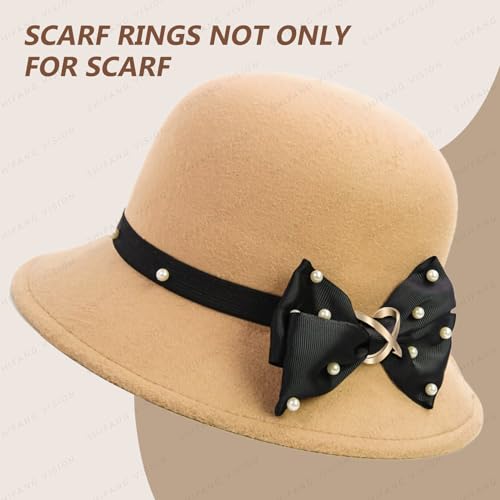 SYWDUDUCLT Scarf Ring for Women's Shawl, Silk Neckerchief, Tshirt, Gold/Sivler, S/M/L, 2 Pcs - style: Modern-L