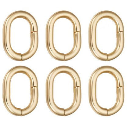 SUNNYCLUE 1 Box 6Pcs 18K Gold Plated Trigger Spring O Rings 0.5 Inch Small Oval Spring O Ring Gate Rings Bracelet Necklace Clasps Carabiner Clip Snap Hooks Fastener Hook for Jewelry Making - color: 1 Box 6Pcs 18K Gold Plated Spring O Rings 10x13mm
