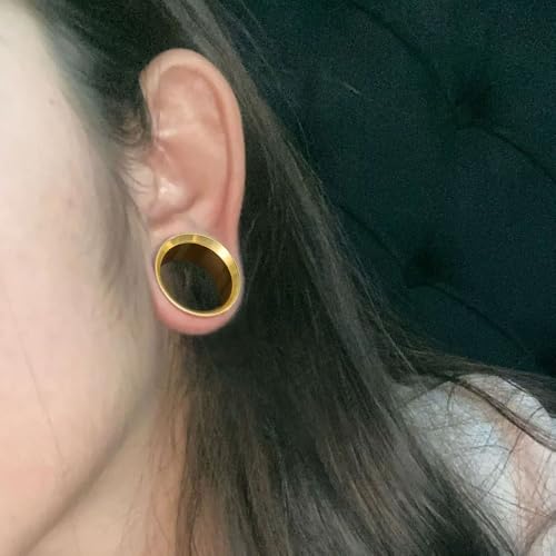 LADEMAYH 3 Pairs 316L Surgical Stainless Steel Tunnels Gauges for Ears, 2g-1inch, Hypoallergenic Double Flared Ear Plugs Gauges Earrings Body Piercing Jewelry for Women & Mens - size: 3/4"(19mm)