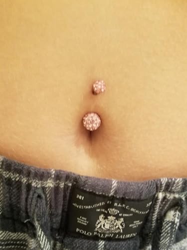Silver Gold Belly Button Ring for Women Clicker Hoop Belly Rings Opal Navel Piercing Jewelry Dangle Hypoallergenic Surgical Steel Dainty Dangling Navel Rings for Women - color: J1-5pcs pink