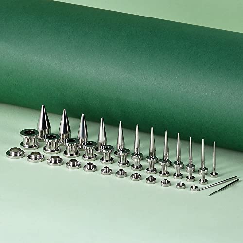 36PCS Ear Gauge Stretching Kit Stainless Steel Double Flare Alloy Tapers 3 In 1 Plugs Set Eyelet 14G-00G - color: (1.6-10mm)-Silver-Screw Fit