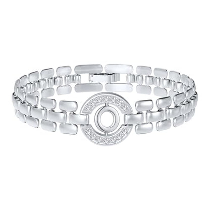 WEDDINEN Initial Bracelets for Women, 14K Gold Plated Letter A-Z Bracelets with Diamonds,Thick Chain Bracelet for Women trendy Jewelry Gifts - color: Silver-O