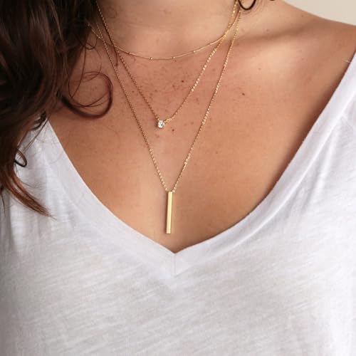 NECOCY Layered Gold Necklaces for Women Dainty Chokers Necklace Silmple Stackable Cubic Zirconia Necklace Non Tarnish Vacation Jewelry Trendy Gifts for Women - style: Big CZ