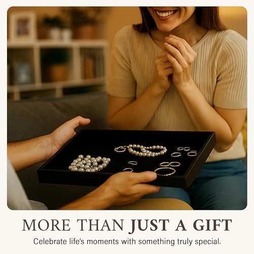 RJ Displays Stackable Jewelry Tray Set, Stackable Plastic Jewelry Organizer Tray, Jewelrys Drawer, Drawers Inserts, Earring Organizer for Women Perfect Trays 14.75x8.25x1 in (Black, 6 Pack) - color: Black