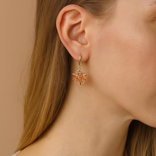 Jean Beau Drop Hoop Earrings for Women, Fasion Jewelry Gift - color: Maple
